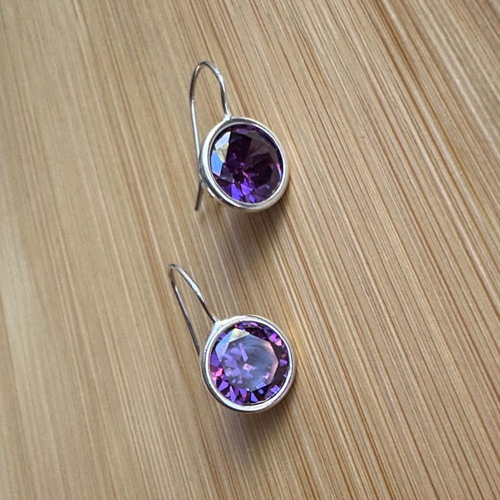 Silver and Purple Earrings